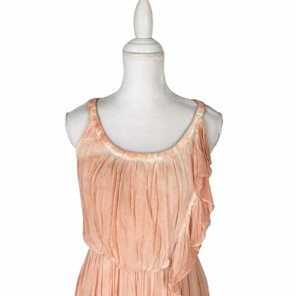 Free People peach orange ruffle sleeveless dress M - Picture 3 of 14
